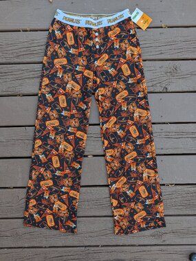 Peanuts Spooky Men's Black/Orange Graphic Lounge PJ Pants Snoopy Halloween Sz. M